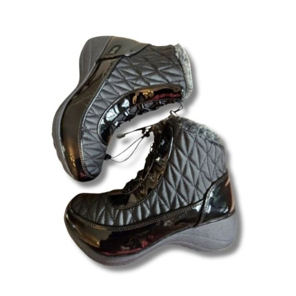 Women's Quilted Black Winter Boots